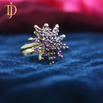Luxury Ruby Red Starburst Ring – Gold Plated Designer Statement Ring for Women | Premium Wedding & Party Jewelry