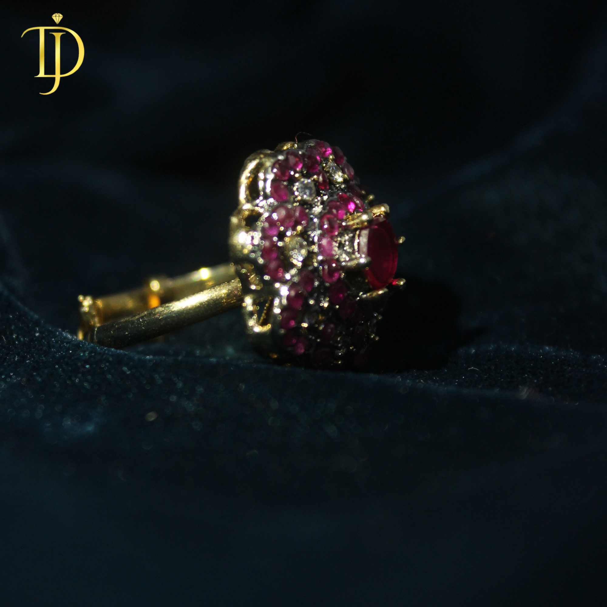 Dusky Jewels Ruby Bloom Statement Ring – Luxury Pink Stone Floral Design