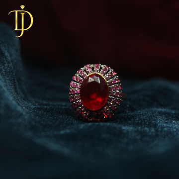 Royal Red Ruby Halo Statement Ring – Vintage Luxury Cocktail Ring for Women