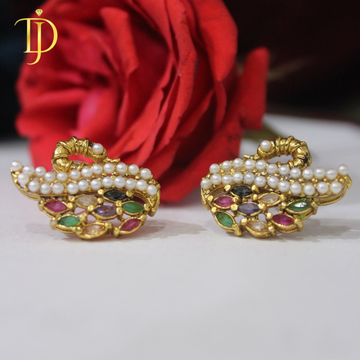 Royal Pearl & Multicolor Swan Earrings – Gold Plated