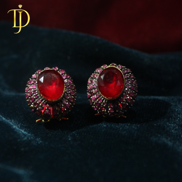Royal Red Ruby Halo Stud Earrings – Vintage Luxury Statement Earrings for Women