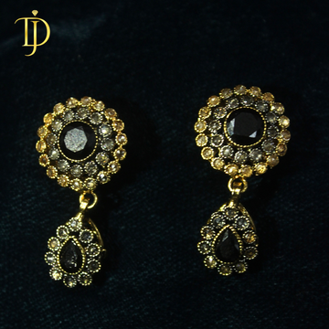 Royal Noir Gold Plated Drop Earrings – Handmade Luxury Design