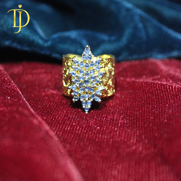 Royal Blue Cluster Statement Ring for Women – Luxury Gold Engraved Adjustable Band