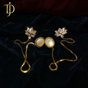 Elegant White Stone Lotus Chain Drop Gold Plated Earrings for Women