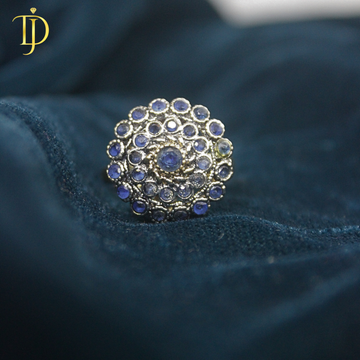 Dusky Jewels Royal Sapphire Statement Ring – Luxury Blue Crystal Gold Finish