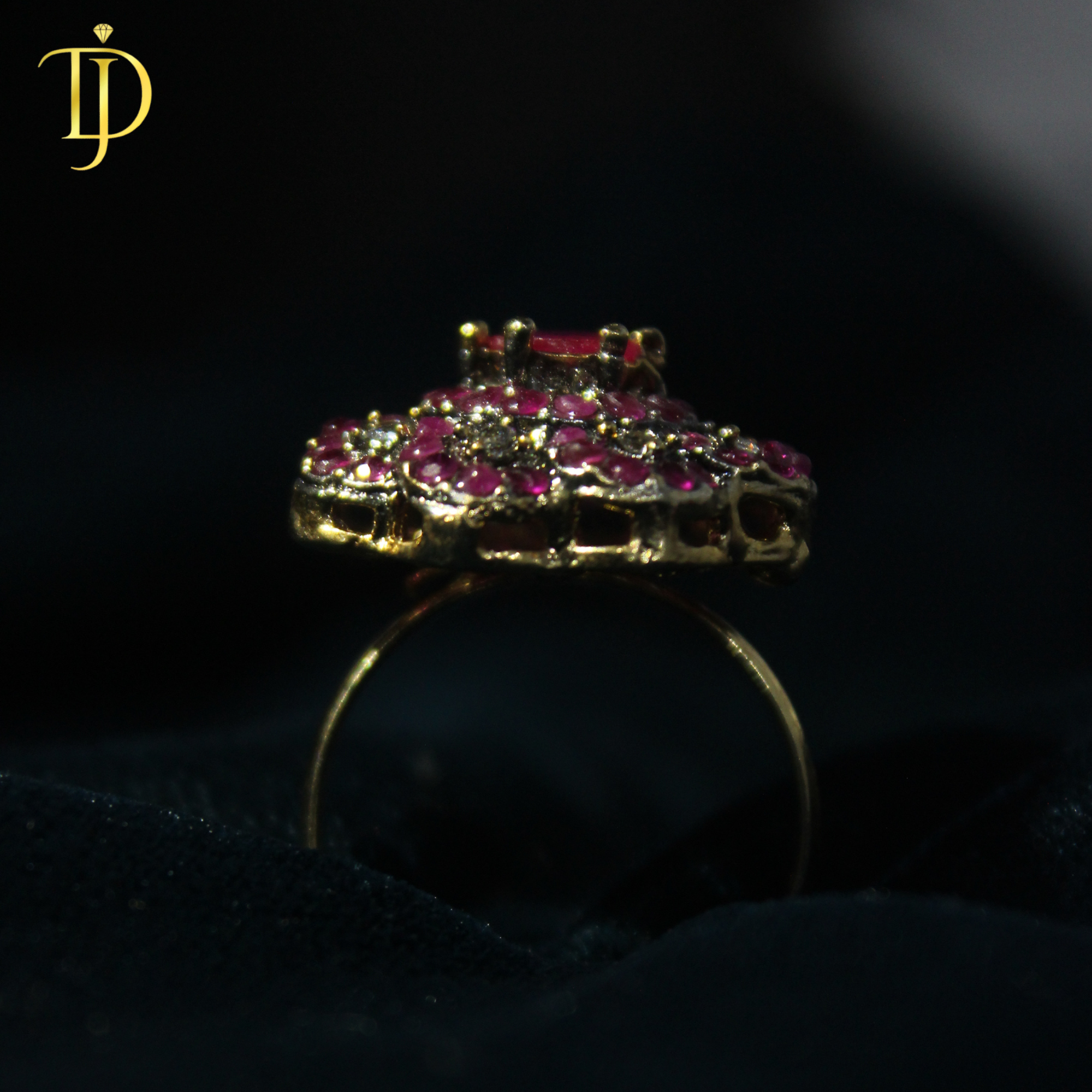 Dusky Jewels Ruby Bloom Statement Ring – Luxury Pink Stone Floral Design