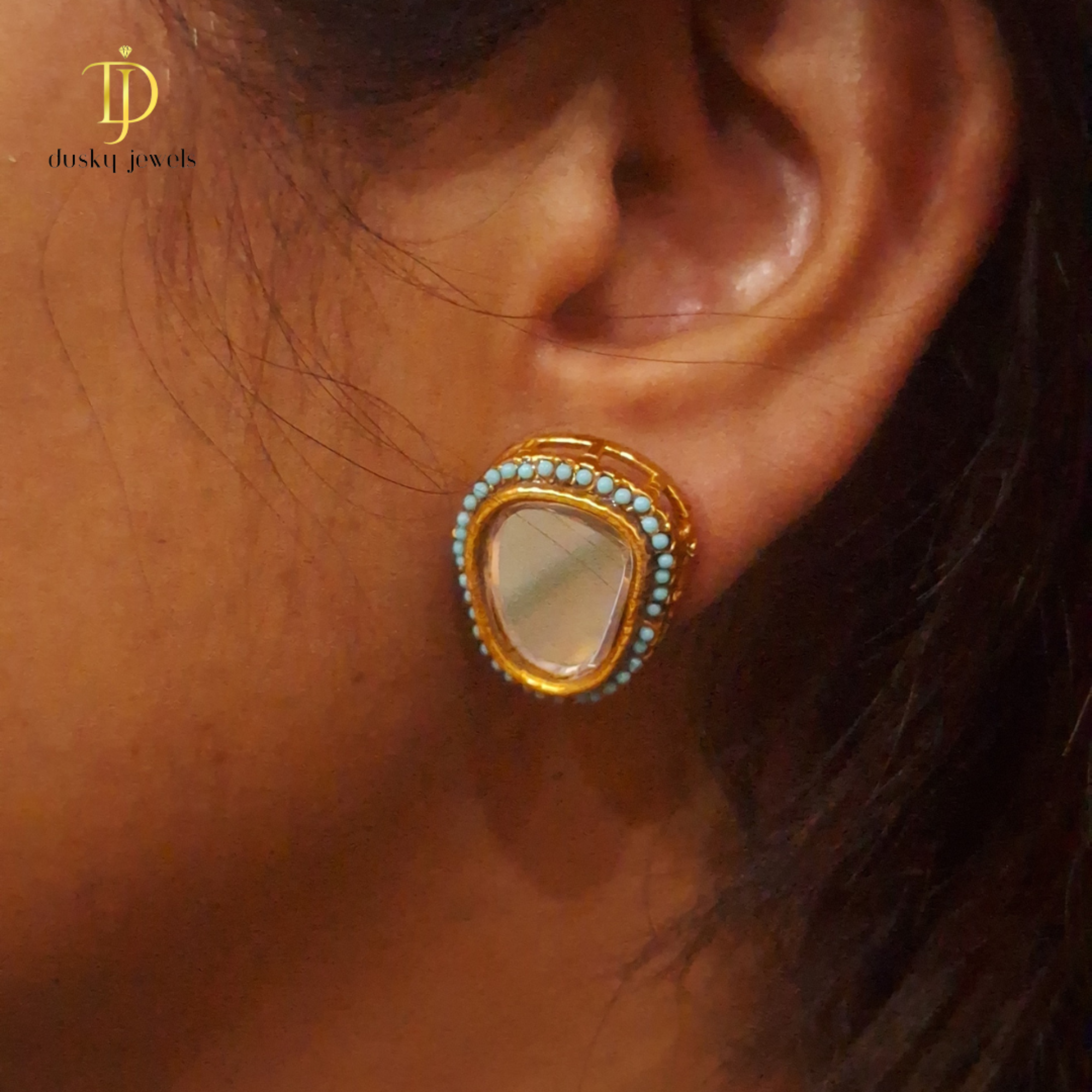 Turquoise Mirage Studs – Elegant Minimalist Turquoise Gemstone Earrings
